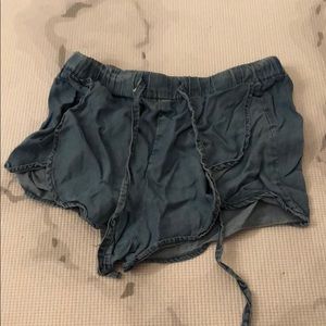 Denim loose shorts